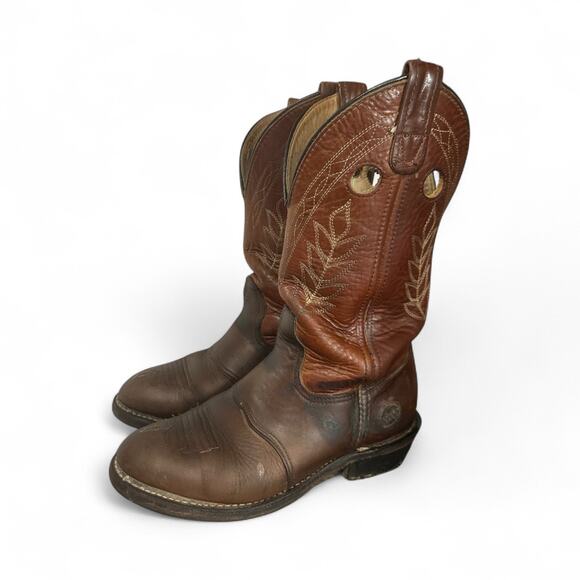 Double H 5154 Sz 7 W Leather Pull Holes Cowgirl Ride Work Farm Chore Boot Ladies - Picture 1 of 9